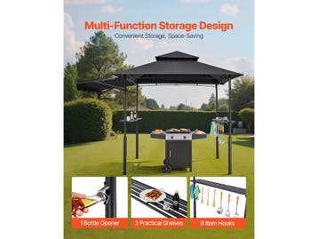 VEVOR SL-SW5422-2 - BBQ Gazebo - Dubbel dak 2430x1500x2500mm, Verzenden, Zo goed als nieuw