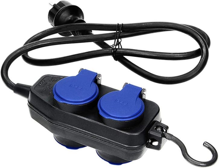 Waterdichte verlengsnoer - 4 voudig  - 5 meter, Doe-het-zelf en Verbouw, Elektra en Kabels, Stekker, Nieuw, Ophalen of Verzenden