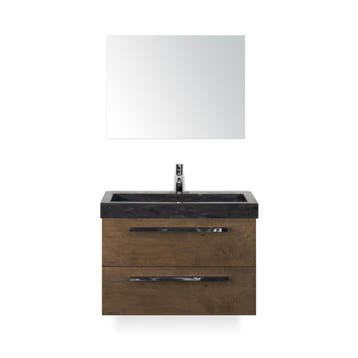 Seville Badmeubelset 80 cm - Tabacco - Wastafel Hardsteen, Ophalen of Verzenden, Nieuw