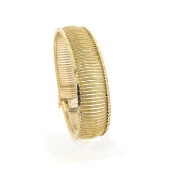 Gouden fantasieschakel armband; 14 karaat; 19 cm, Ophalen of Verzenden, Gebruikt, Goud, Goud