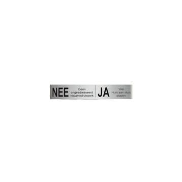 NEE|JA reclamebordje 12,5x2,5 cm. - RVS, Verzenden, Nieuw