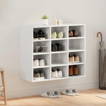 vidaXL Schoenenkast 77,5 x 30 x 67 cm Bewerkt hout Wit, Verzenden, Nieuw