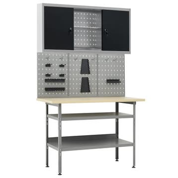 vidaXL Werkbank met drie wandpanelen en een kast, Doe-het-zelf en Verbouw, Verzenden, Nieuw