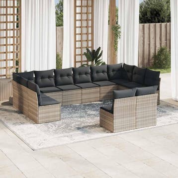 vidaXL 12-delige Loungeset met kussens poly rattan, Verzenden, Nieuw, Loungeset