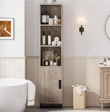Hoge Smalle Opbergkast Badkamer 178 cm met Deur, Verzenden, Nieuw