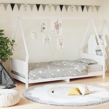 vidaXL Kinderbedframe 90x190 cm massief grenenhout wit, Verzenden, Nieuw