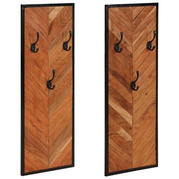 vidaXL Kapstokken 2 st 35x1x90 cm massief acaciahout, Verzenden, Nieuw