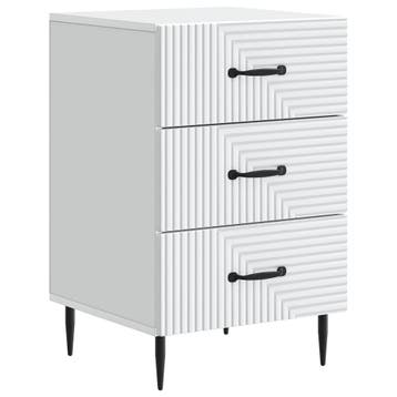 vidaXL Nachtkastje met lade Wit 43 x 41 x 66,5 cm Bewerkt, Minder dan 45 cm, Verzenden, Nieuw, 55 tot 70 cm