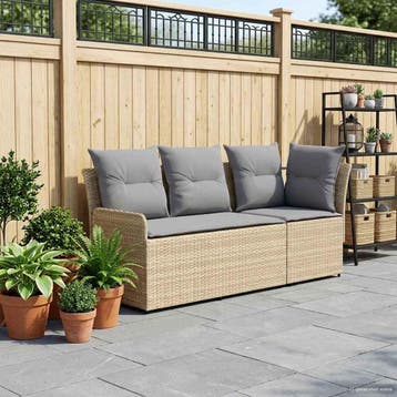 vidaXL 2 st Tuinstoel met Armleuning en Hoekbank PE Rattan, Verzenden, Nieuw, Rotan, 2 zitplaatsen