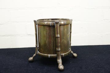 Bloempot - Messing - Bronze Faux Bamboo Waste Basket