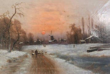 Nils Hans CHRISTIANSEN (1850-1922) - Paysage du Nord sous la, Antiek en Kunst, Kunst | Schilderijen | Klassiek