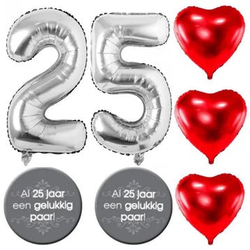 Jubileum decoratie pakket 25 jaar liefde zilver, Hobby en Vrije tijd, Feestartikelen, Verzenden, Nieuw, Versiering, Geboorte of Huwelijk