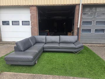 Hoekbank NATUZZI Releve bankstel  design grijs leer ZGAN, 250 tot 300 cm, Design, Hoekbank, Zo goed als nieuw
