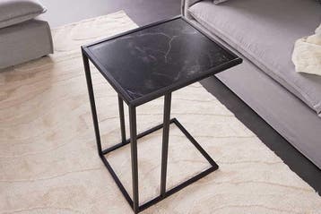 Moderne bijzettafel SLIM LINE 65cm antraciet zwart marmer, Ophalen of Verzenden, Nieuw