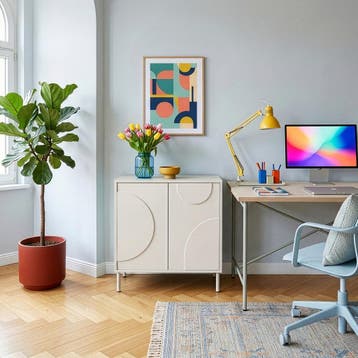Sideboard Holea dressoir 75x70x34 cm beige [en.casa], Verzenden, Nieuw