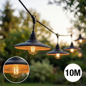 Complete Prikkabel / lichtsnoer met 10x lampenkappen, Nieuw, Ophalen of Verzenden, Netvoeding, Hanglamp