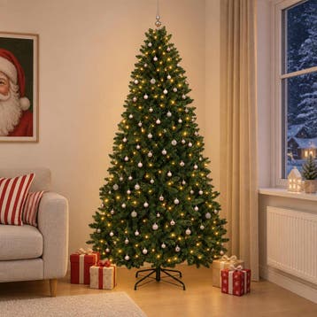 vidaXL Kunstkerstboom donkergroen met kerstballen 300 cm 600, Verzenden, Nieuw