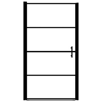 vidaXL Douchedeur mat 81x195 cm gehard glas zwart, Verzenden, Nieuw