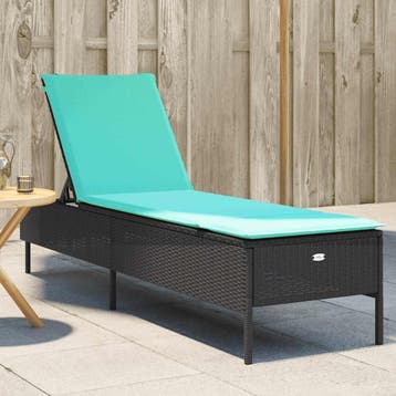 vidaXL Ligstoel met kussen, zwart polyrotan, Verzenden, Nieuw