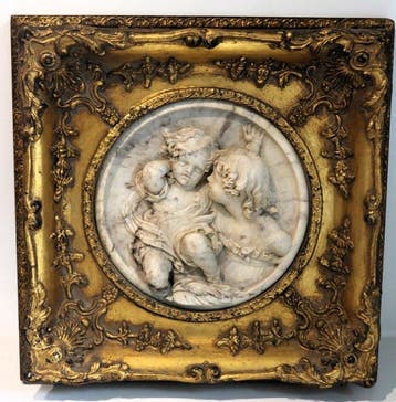 Plaque - Marmer, Na Edward William Wyon (1811-1855), reliëf, Antiek en Kunst