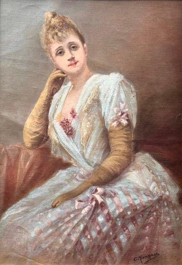 Franse school (XIX) - Ritratto di elegante dama