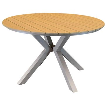 Quincy dining tuintafel latte 144xH75 cm rond polywood blad, Tuin en Terras, Ophalen of Verzenden, Nieuw