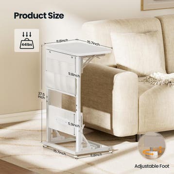 Laptoptafel - Bijzettafel - Verstelbaar - 70x40x30 - Wit - H, Huis en Inrichting, Tafels | Sidetables, Verzenden, Zo goed als nieuw