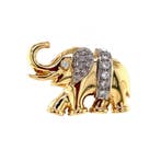 Gouden olifant broche met diamant 14 krt, Sieraden, Tassen en Uiterlijk, Broches, Ophalen of Verzenden, Nieuw