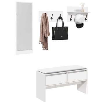 vidaXL 4-delige Garderobe set bewerkt hout wit, Verzenden, Nieuw