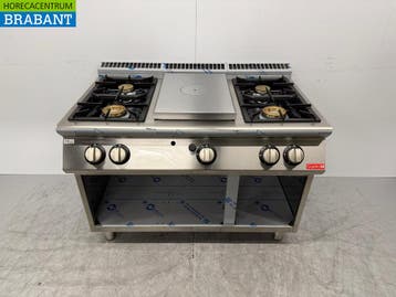 RVS Gastro-M 4 Pits Fornuis met Doorkookplaat 120 cm GAS, Ophalen of Verzenden, Nieuw zonder verpakking