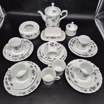 Edles Eschenbach Kaffeeservice – Veilchen Motiv 23-teilig -