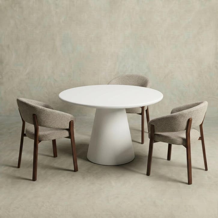 Eettafel Rond Maya Microcement 120 cm Wit, Huis en Inrichting, Tafels | Eettafels, Nieuw, Overige houtsoorten, Rond, Verzenden