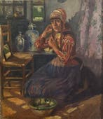 Giuseppe Aprea (1876-1946) - Donna in Interno