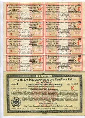 Duitsland. - 100 000 Mark - 1923 - Bon du trésor Allemand