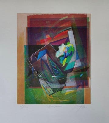 Peter Foeller (1945) - Raumphasen / silkscreen, hand-colored