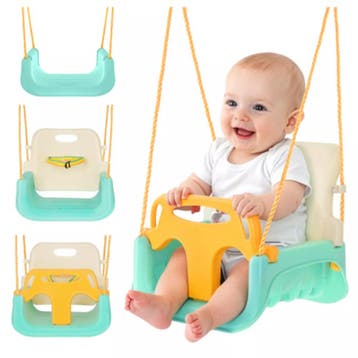 Kruzzel Meegroei babyschommel 3-in-1 turquoise crème geel.., Ophalen of Verzenden, Nieuw