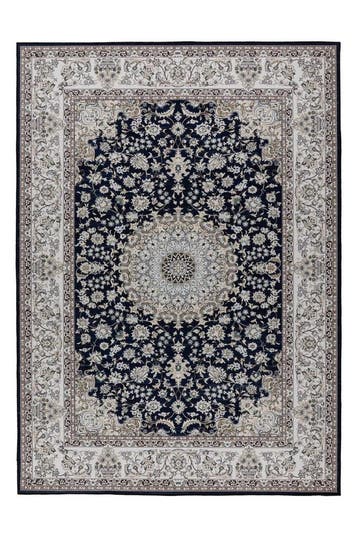 Wasbaar Vloerkleed | Dunya | Medaillon | Navy | 120x170 cm, Verzenden, Nieuw