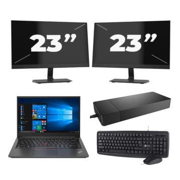 Lenovo Thinkpad E14 G2 -   i3-11e 8GB  - 256GB  + 2x 23 inch, Qwerty, Verzenden, Refurbished, 14 inch
