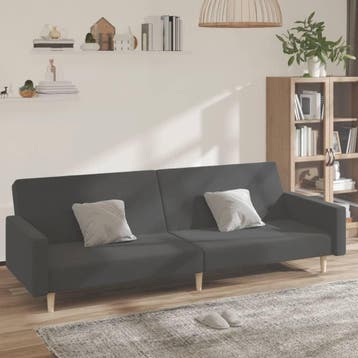 vidaXL Slaapbank 2-zits stof donkergrijs, Verzenden, Minder dan 150 cm, Stof, Nieuw