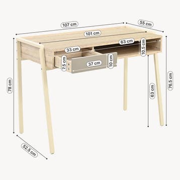 Bureau Boderas 107x55x78 cm Beige/Travertin [en.casa], Verzenden, Nieuw
