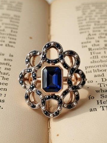 Zonder minimumprijs - Ring - 9 kt. Zilver, Roségoud Saffier, Nieuw