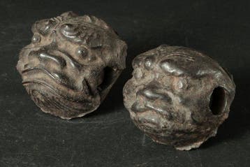 Mask - IJzer, Gietijzeren demonengezicht-ornamenten (paar) -