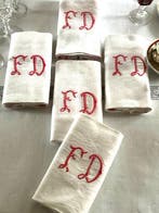 4 vroeg-20ste eeuw damast linnen servetten met