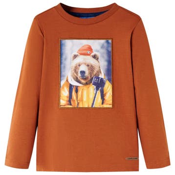 vidaXL Kindershirt met lange mouwen 128 oranjebruin, Verzenden, Nieuw