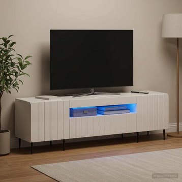 vidaXL LED tv-meubel ZWOLLE 153 x 35 x 43 cm Hoogglans Wit, Minder dan 50 cm, Verzenden, Nieuw, Minder dan 100 cm