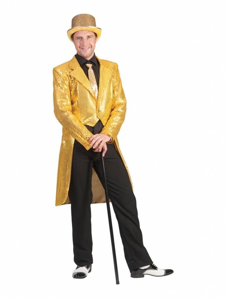 Slipjas goud pailletten heren, Kleding | Heren, Carnavalskleding en Feestkleding, Nieuw, Ophalen of Verzenden