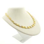 22 Karaat bicolor gouden fantasie schakelcollier (Ketting), Ophalen of Verzenden, Gebruikt, Overige kleuren, Goud