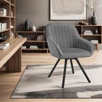 Draaibare fluwelen stoel Snug, gestoffeerd - grijs, Set van, Verzenden, Nieuw