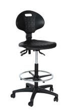 Hoge werkplaatsstoel loketstoel kassastoel werkstoel wielen, Verzenden, In hoogte verstelbaar, Nieuw