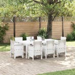vidaXL Tuin eettafelset 9 pcs Wit Polypropyleen, Verzenden, Nieuw, Meer dan 8 zitplaatsen